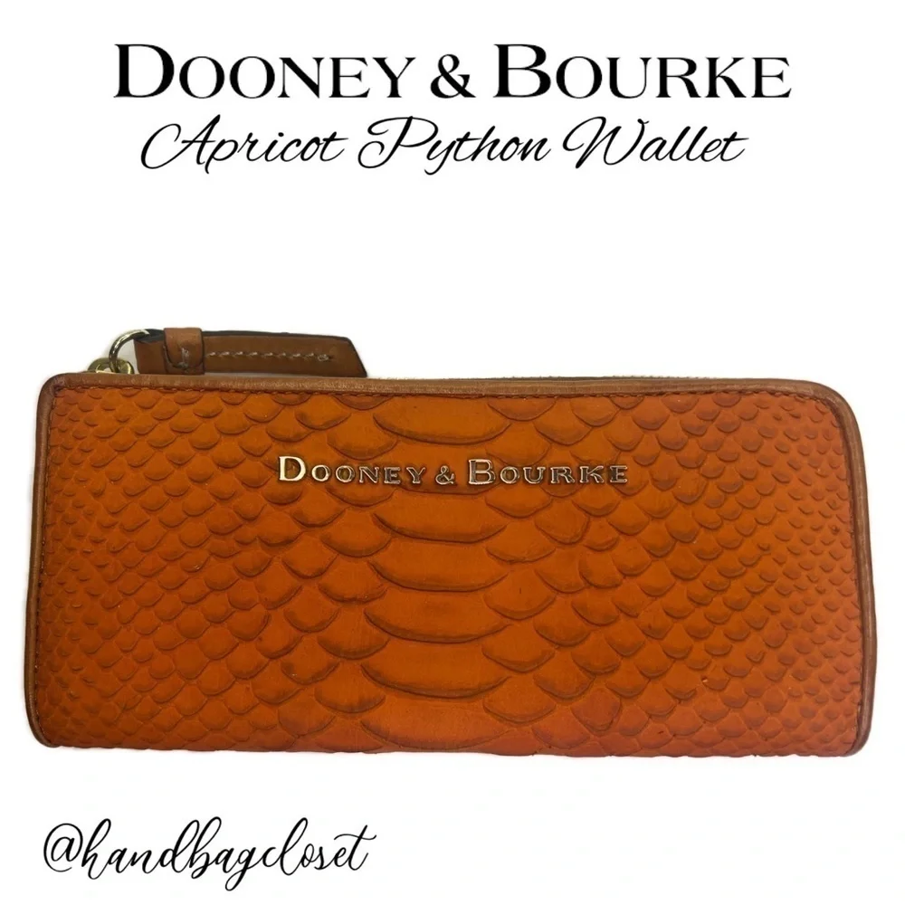 Dooney And Bourke DB Apricot Peach Orange Python Wallet Claremont Caldwell